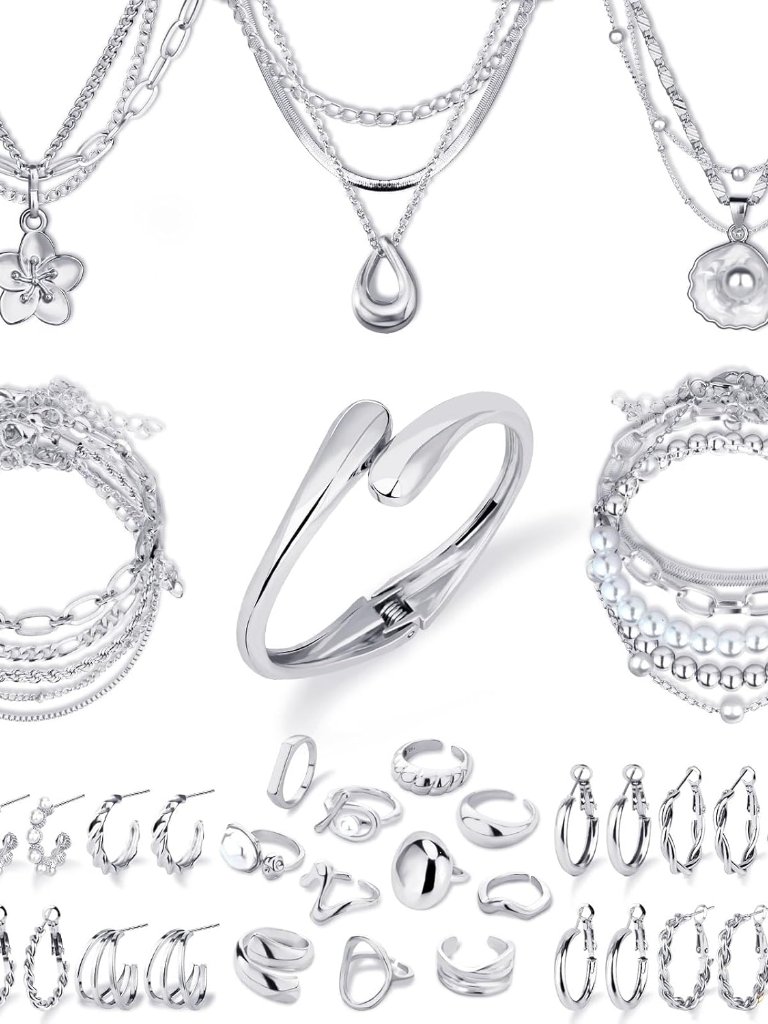 Elegant 14k Gold Plated Jewelry Set MultiLayered Necklaces Bracelets  More